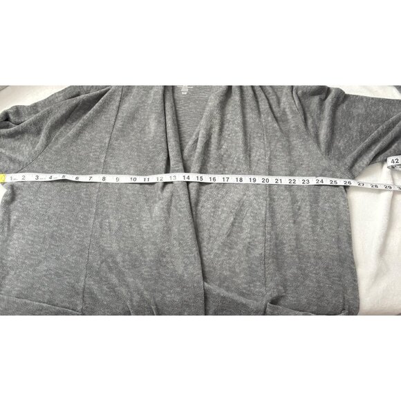 Gray Open Front Cardigan Sweater With Pockets Comfortable Loungewear Womens L - Picture 6 of 9